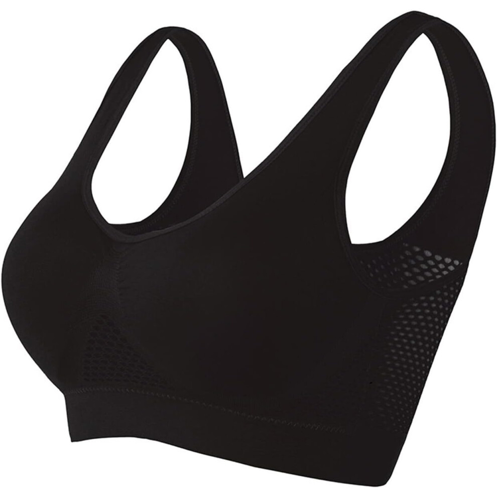 (5XL, 01* Black) Sports Bras Womens 1/2PC Plus Size High Impact No Underwire Wirefree Bras Underwear Padded Seamless Sports Bra Yoga Gym Breathable Br