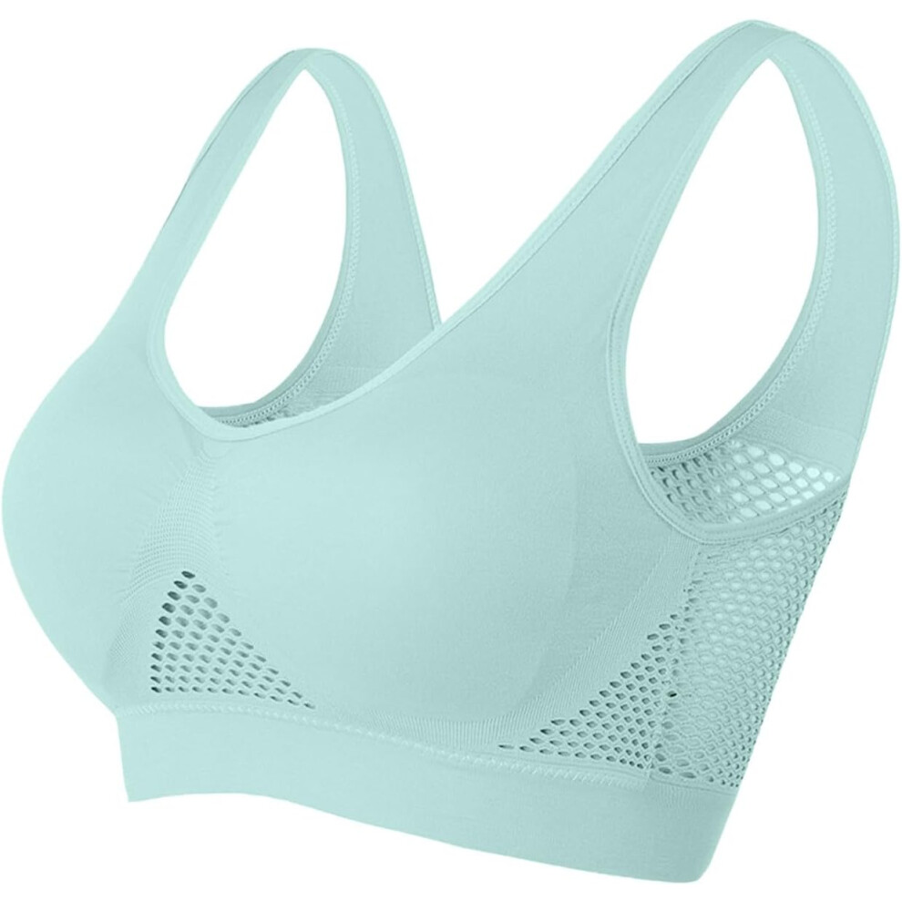 (5XL, 03* Green) Sports Bras Womens 1/2PC Plus Size High Impact No Underwire Wirefree Bras Underwear Padded Seamless Sports Bra Yoga Gym Breathable Br