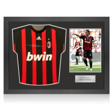 Paolo Maldini Front Signed Original AC Milan 2008-09 Football Shirt. Icon Frame