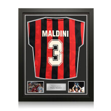 Paolo Maldini Signed AC Milan 1994 Home Football Shirt. Standard Frame