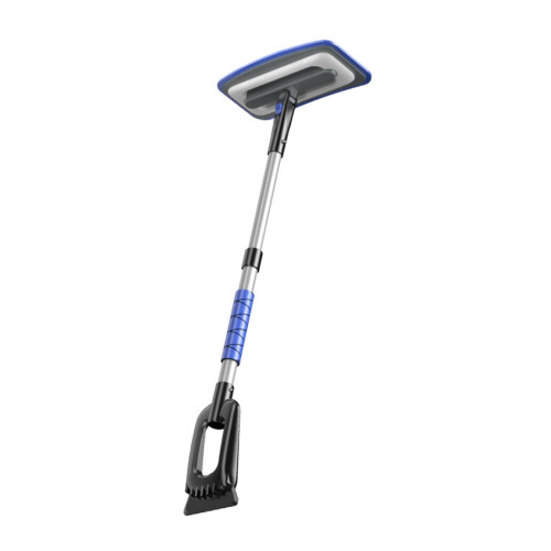 Removable Ice Scraper with Rotating Head - Non-Scratch Snow Removal Tool for Windshield, Automotive Use, Blue