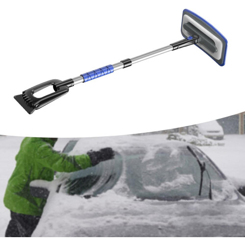 Removable Ice Scraper with Rotating Head - Non-Scratch Snow Removal Tool for Windshield, Automotive Use, Blue 1