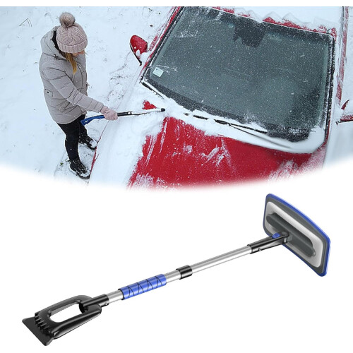 Removable Ice Scraper with Rotating Head - Non-Scratch Snow Removal Tool for Windshield, Automotive Use, Blue 2