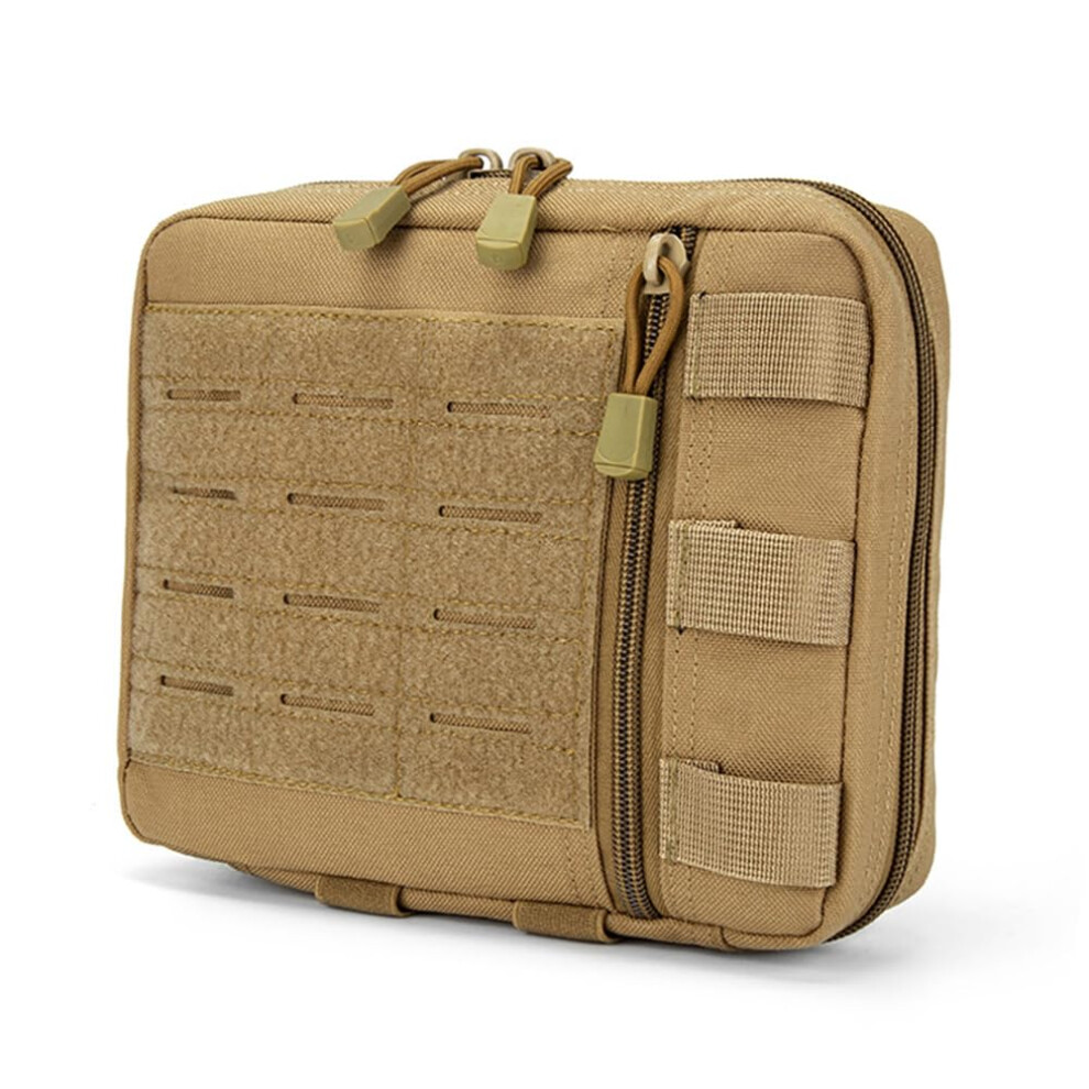 Tactical Molle Admin Bag - Brown First Aid Tool Waist Bag with Fastening for Hiking Camping Fishing