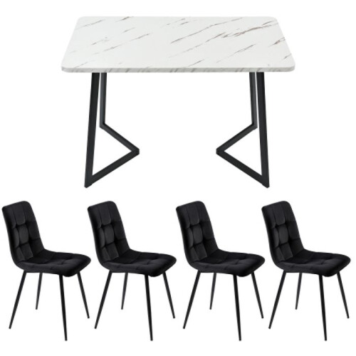 Mesa de sala de jantar - MUVOE - Retangular - 4 cadeiras - Preto - Moderno 2