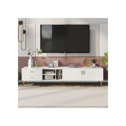 Móvel para TV 75", Centro de entretenimento moderno, Console de mídia (Branco)
