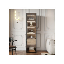 Badkamerkast, gemiddeld, met verlichtingspaneel, breedte 40 cm, met 1 grote lade en 1 deur, glazen deur