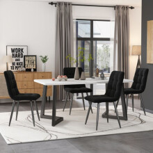Eettafel - MUVOE - Rechthoekig - 4 stoelen - Zwart - Modern