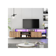 Hedendaagse tv-meubel voor televisies tot 70 inch met open opbergruimte Zwarte frame