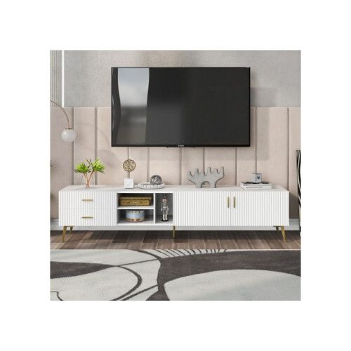 Móvel para TV 75", Centro de entretenimento moderno, Console de mídia (Branco) 2