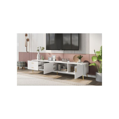 Móvel para TV 75", Centro de entretenimento moderno, Console de mídia (Branco) 1
