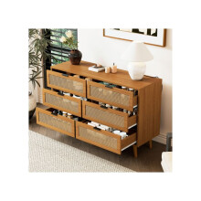 Cômoda - MUVOE - Vintage - 6 gavetas - Madeira - Puxadores em metal - L120/H76.5/T40 cm