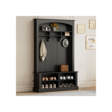 Mobile d'ingresso - MUVOE - Kit appendiabiti - 3 ganci - Magazzino aperto - Nero - H190/B120/T40 cm