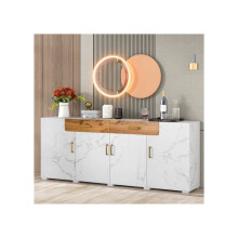Armário de armazenamento - MUVOE - 208 x 39.5 x 80 cm - 4 portas - 2 gavetas - Branco