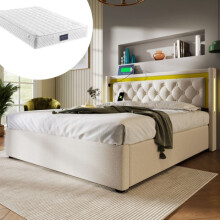LED-pääty MUVOE - 140x200 - USB Type-C - Puuvilla - Nykytyylinen muotoilu