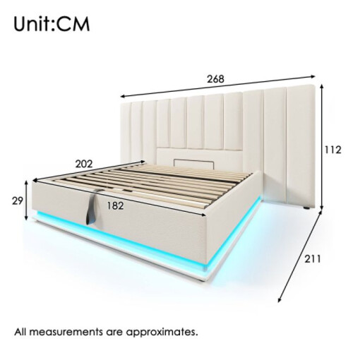 Lit - MUVOE - 180 x 200 - Acolchado - LED con control de app - Carga USB-C 1