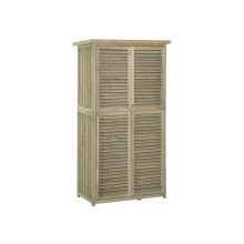Caja de herramientas armario de jardín - MUVOE - 4 compartimentos - Madera maciza - Gris - 87 x 46,5 x 160 cm