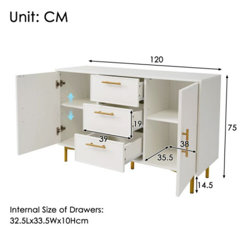 Commodes - MUVOE - 2 deuren - 3 lades - Verstelbare planken - Wit 1