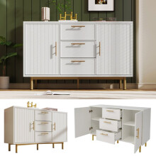 Comoda - MUVOE - 2 portas - 3 gavetas - Prateleiras ajustáveis - Branco