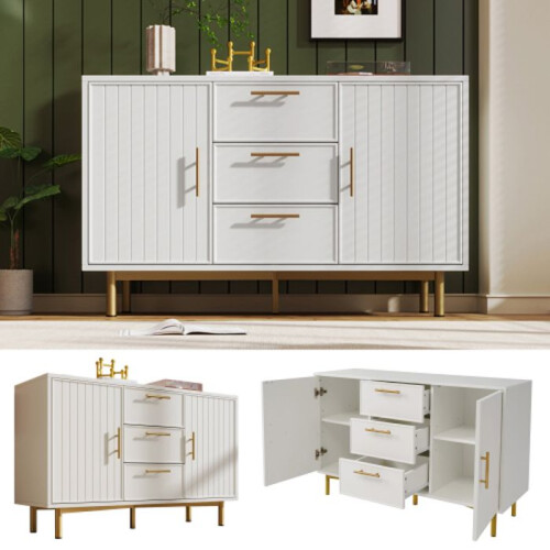 Commodes - MUVOE - 2 deuren - 3 lades - Verstelbare planken - Wit