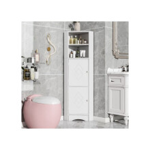 Móvel de banheiro - MUVOE - Armário de canto - 36,5 x 36,5 x 155 cm - Branco - Multi-funcional