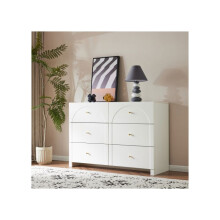 Comoda - MUVOE - 6 gavetas - Branco creme - Romântico - H82/B120/T40 cm