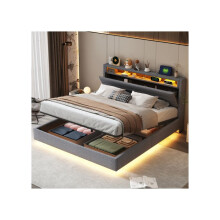 Verhoiltu sänky - MUVOE - 160x200 cm - USB-liitäntä - LED-valot - Hydraulinen säilytys