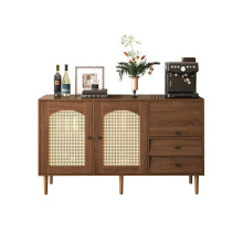 Buffet - MUVOE - 130 x 75,5 x 40 cm - Roikista valmistetut ovet - Magneettisuljin - Säädettävä hylly