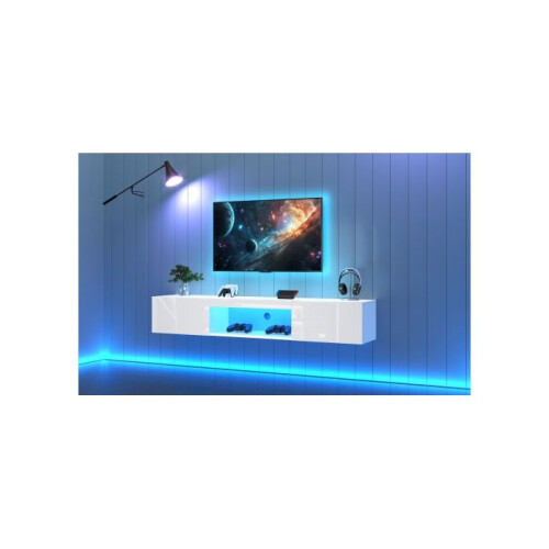 Móvel de parede - MUVOE - 70 polegadas - Branco brilhante - Iluminação LED - Capacidade 30kg 1