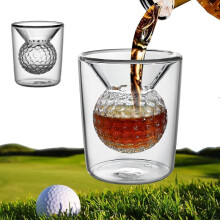 2 Pack Golf Whiskey Glasses, Golf Gifts for Mens Golfers, Whiskey Glass with Embedded Golf Ball, Bar Drinking Wine Glass