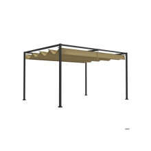 Gazebo Outsunny 4x3m, gazebo de jardim, teto de terraço em aço, gazebo de jardim com teto ajustável, cor caqui
