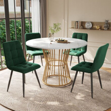 Eettafelset (5-delig), eettafelset met 4 stoelen, tafel van 100 cm diameter