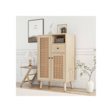 Buffet - MUVOE - 2 portas em ratan - 1 gaveta - Madeira maciça - 60x40x101cm