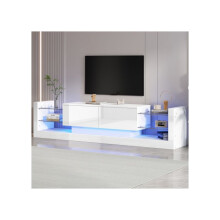 TV-meubel - MUVOE - 181 cm - LED-verlichting - 2 lades - Glanzend wit