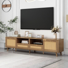 TV-element - MUVOE - 200x37x49 cm - Echt rotan - Massief hout - Hedendaags ontwerp