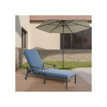 Chaise longue da giardino con cuscino in cotone, chaise longue da piscina regolabile in alluminio antiruggine, cuscino blu (1 pezzo)