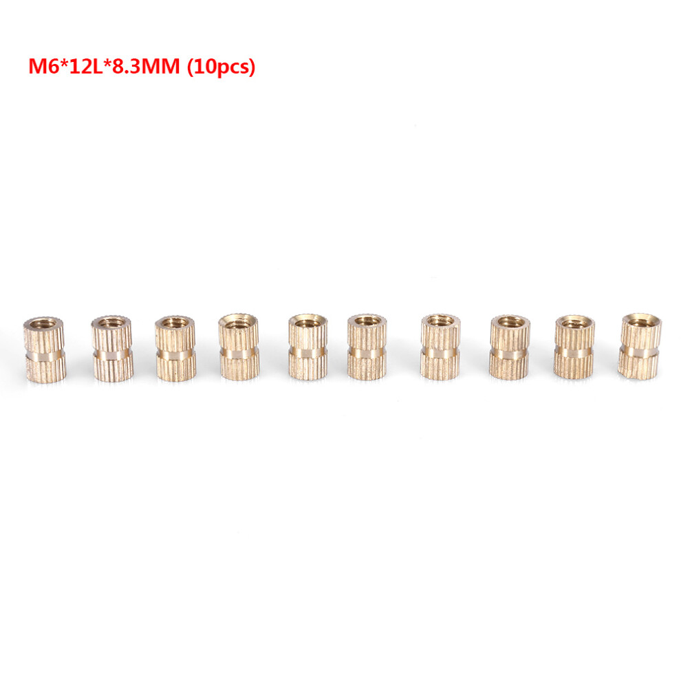 10pcs M6 Brass Cylinder Knurled Round Molded in