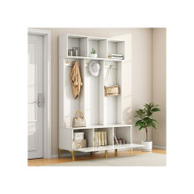 Mobile d'ingresso - MUVOE - Set guardaroba con panca - 6 ganci - Bianco - Design contemporaneo