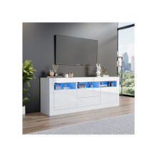 Móvel para TV - MUVOE - 160x35x60cm - Brilhante - Iluminação LED - 3 compartimentos abertos