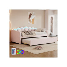 Lit de jour - MUVOE - 90x200 cm - Velours - Minimaliste - Rose