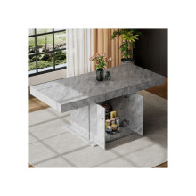 Mesa de jantar extensível - MUVOE - L140/180*L80*H76cm - 8 lugares - Aparência de betão - Multifuncional