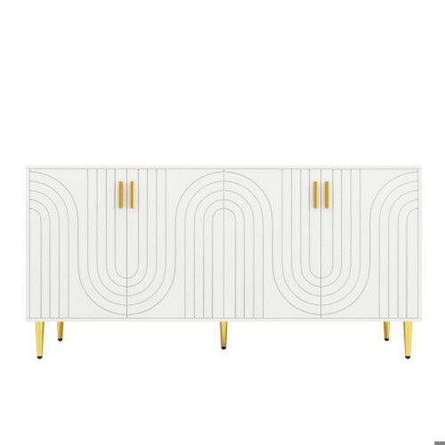 Buffet - MUVOE - Design unique - Blanc - Doré - 152x40x75 cm 1
