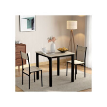 Woonkamerset, eettafel en twee stoelen, natuurlijke kleur