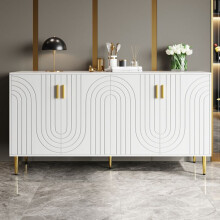 Buffet - MUVOE - Design unique - Blanc - Doré - 152x40x75 cm