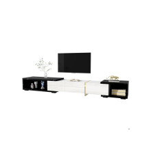 Moderne TV-kast, variabele lengte (140-260 cm), draaifunctie, buitenkant in zwart marmer