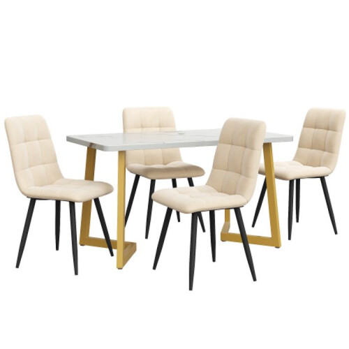 Mesa de jantar - MUVOE - 117 cm - 4 cadeiras - Veludo bege - Retangular 2