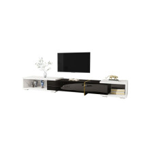 TV-meubel - MUVOE - Variabele lengte 140-260 cm - Draaiende functie - Witte marmer - Hedendaags ontwerp