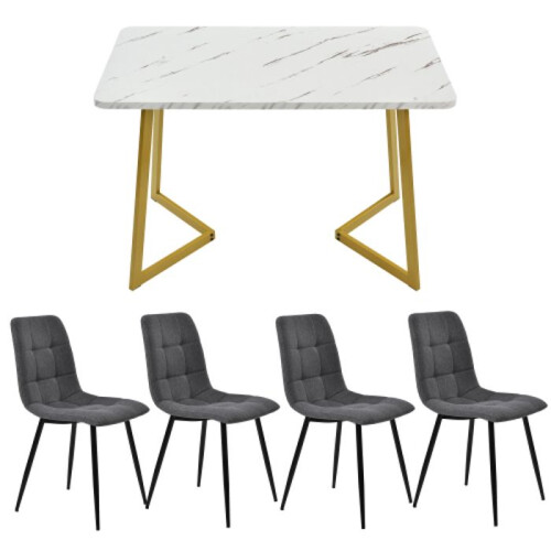 Mesa de jantar - MUVOE - Retangular - 4 lugares - Cinza - Pés dourados 1