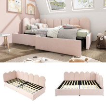 Slaapbank - MUVOE - Dagbed - 90x200cm - Roze - Met opberglades