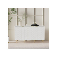 Moderni buffet - MUVOE - Kiiltopintainen komero - 2 laatikkoa - 6 lokeroa - Kultavalkoinen